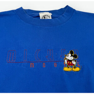 Vintage Mickey & Co Mens XL Blue Embroidered Mickey Mouse T-Shirt Made in USA